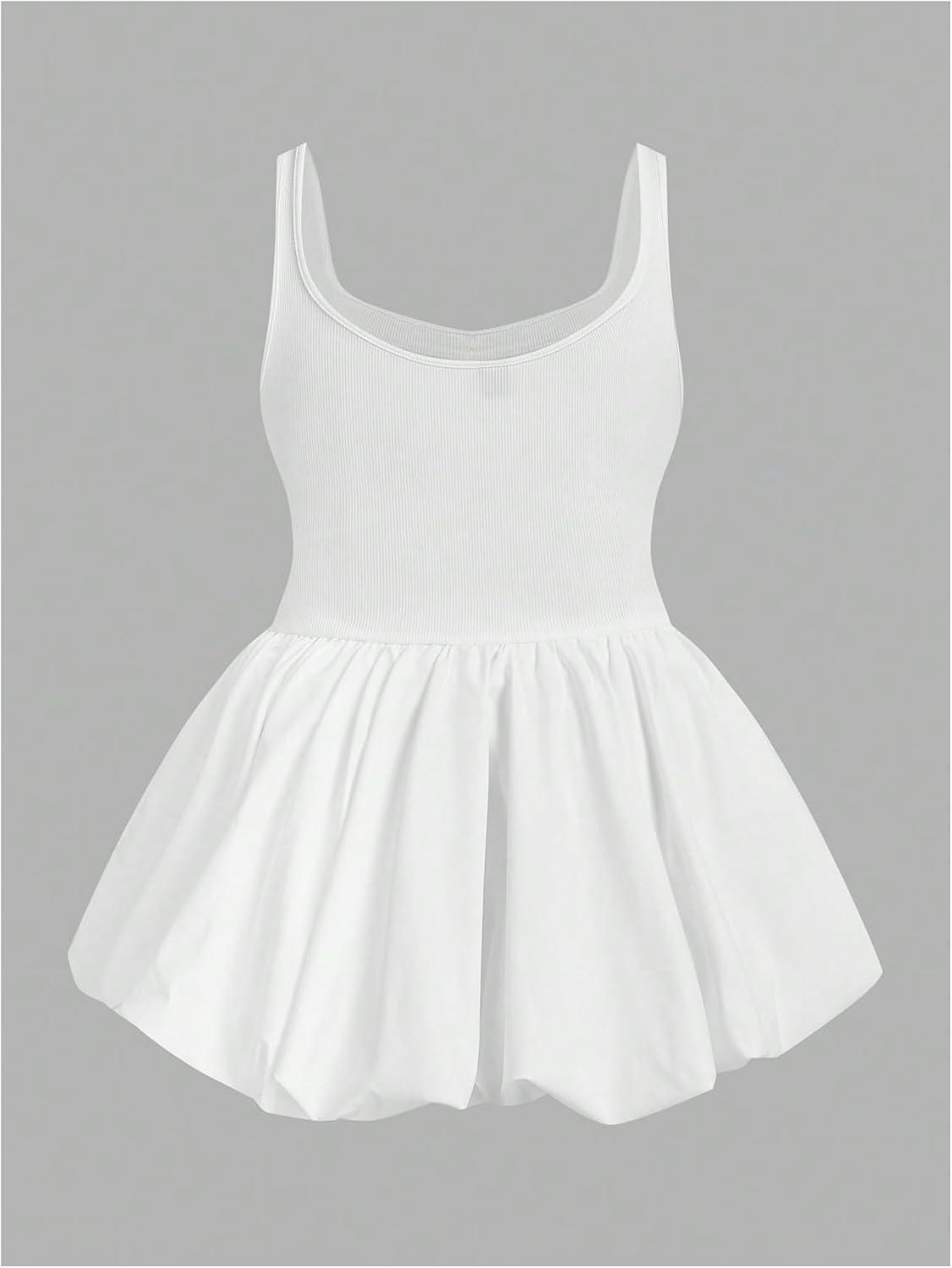 Women's Plus Size Sleeveless Bubble Dress Ruched Rib Knitted A Line Mini Dresses - Image 2
