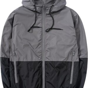 Men's Lightweight Windbreaker Jackets Outdoor Hooded Pocket Raincoat Jacket