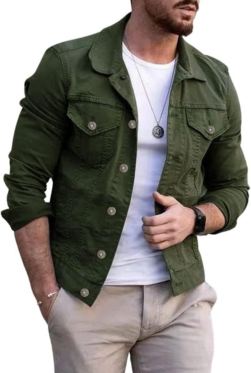 Men's Denim Jacket Casual Regular Fit Button Down Long Sve Jean Trucker Jacket