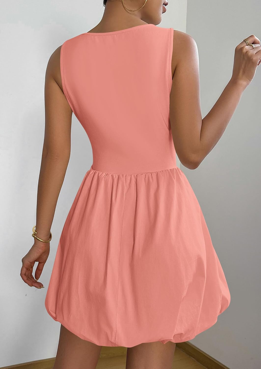 Summer Dresses for Women 2026 Casual Sleeveless Tank Mini Short Dress Crew Neck Bubble Sundress with Pockets - Image 2