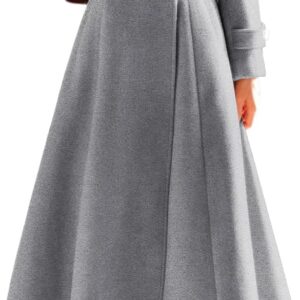 Womens Long Wool Coat Fall Winter Double Breasted Trench Coat Peacoat Jackets