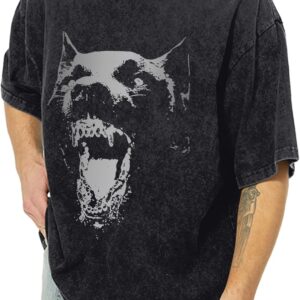 Oversized Graphic Tees Vintage Shirt Men Baggy  Cotton Acid Wash T Shirts Harajuku Streetwear Grunge Aesthetic Top
