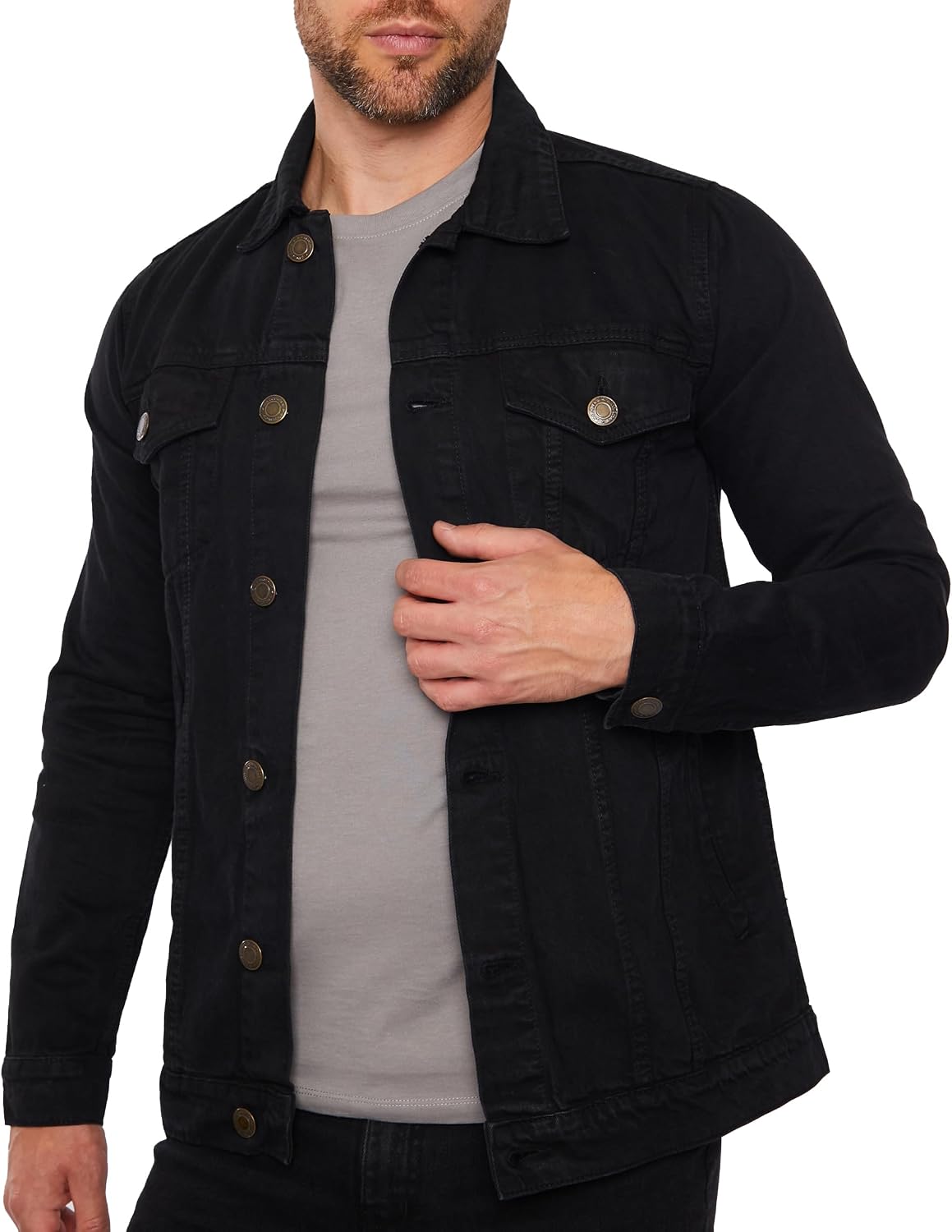 Denim Jacket Men - Casual Vintage Regular Fit Button Down Trucker Style – Mens Jean Jackets Stylish Everyday Outerwear