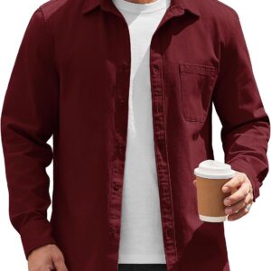 Mens Lightweight Button Down Shirt Jacket Casual Shacket Cotton Overshirt
