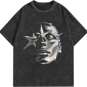 Men's Graphic Tees Shirt Unisex Cotton Oversized T-Shirt Short Sleeve Vintage Streetwear Casual Tee Top