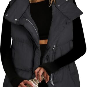 Women Puffer Vest Sleeveless Zip Up Stand Collar Quilted Lightweight Jacket Winter Warm Puffer Padded Down Outerwear