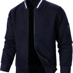 Men's Lightweight Jackets Casual Light Jackets for Men Waffle Bomber Jacket Varsity Coat with Zipper