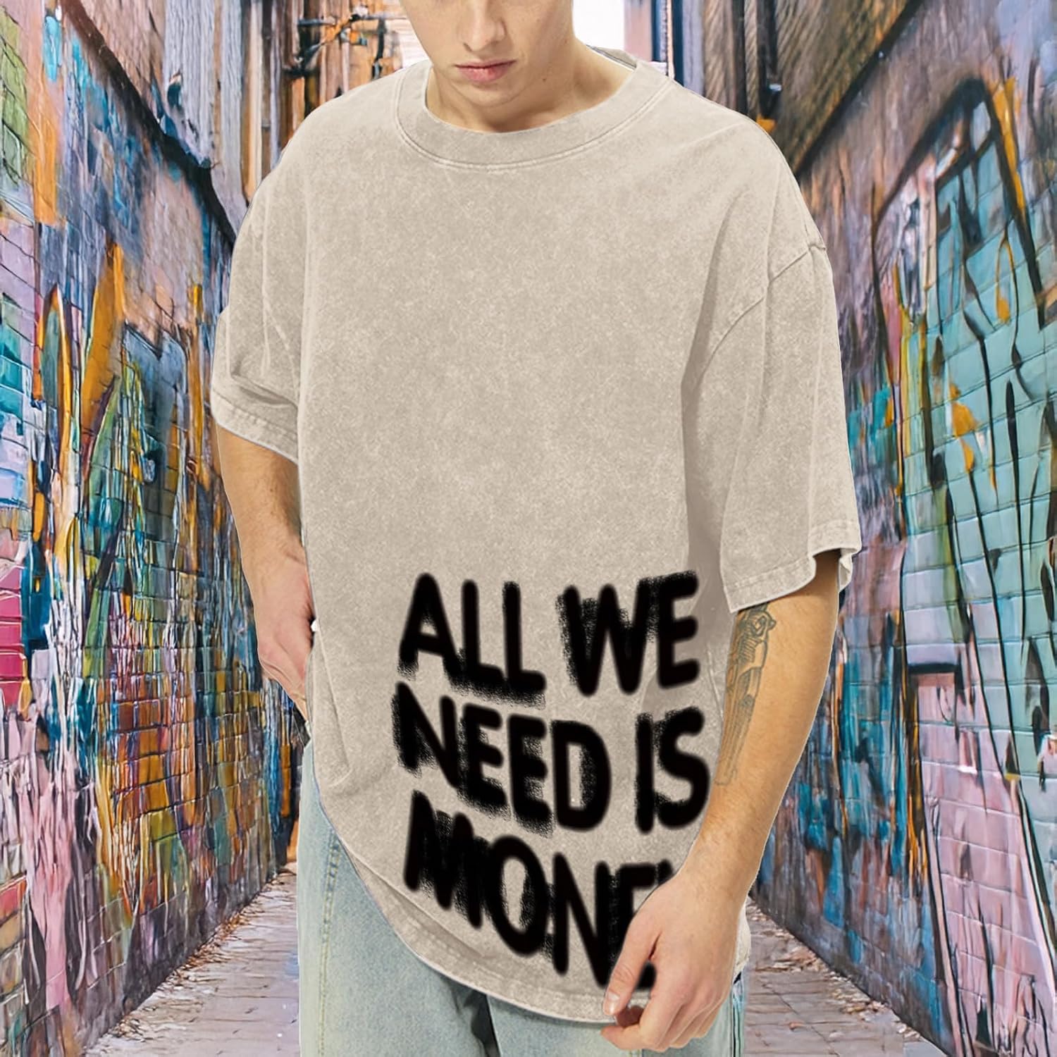 men Oversized Graphic Tees Streetwear Baggy Shirts Vintage Acid Wash Cotton Tshirt Harajuku Shirt Men - Image 2