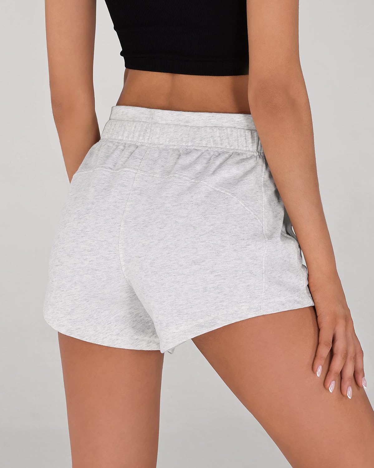 Women Sweat Shorts with Pockets Cotton French Terry Drawstring Summer Workout Casual Lounge Shorts - Image 2