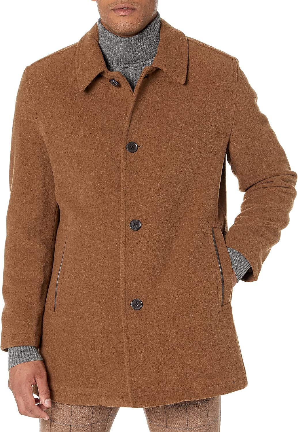 Men's Button Up Wool Plush Car Coat